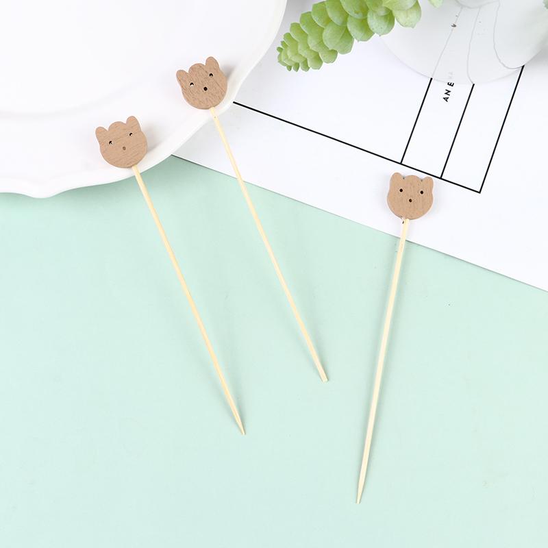 100Pcs Dekorative Zahnstocher Bär Cocktail Sticks Obst Spieße Party Dekoration