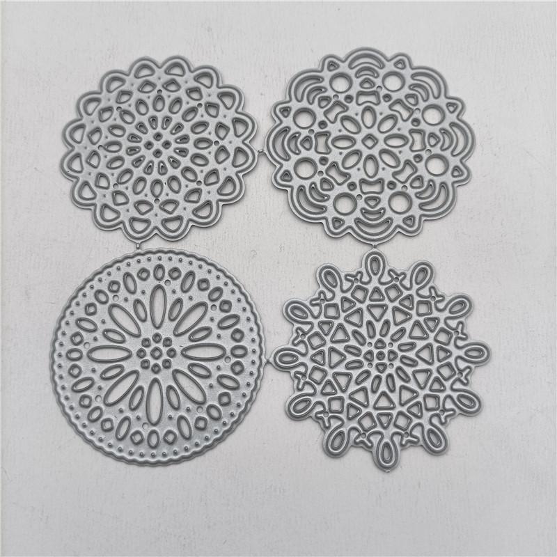 4 stk blonder sirkel metall skjærematriser for scrapbooking fotoalbum DIY Craft dies for julepapir kort kutte dies