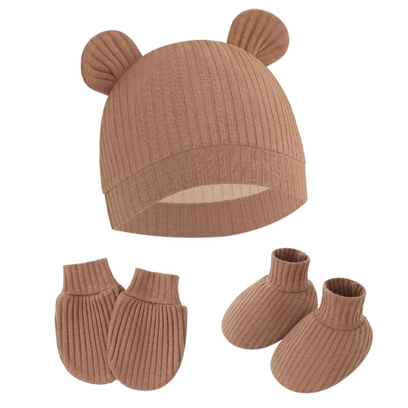 No Scratch Mittens Socks Nursery Hat Baby Mittens Cotton Gloves Hat Footwear Breathable Gloves for Boys Girls