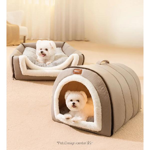 Winter Dog Bed Self-Warming Puppy House Cozy Cat Sleeping Tent Cave Beds Indoor Kitten Nest Kennel Hut for Small Medium Dog Cats