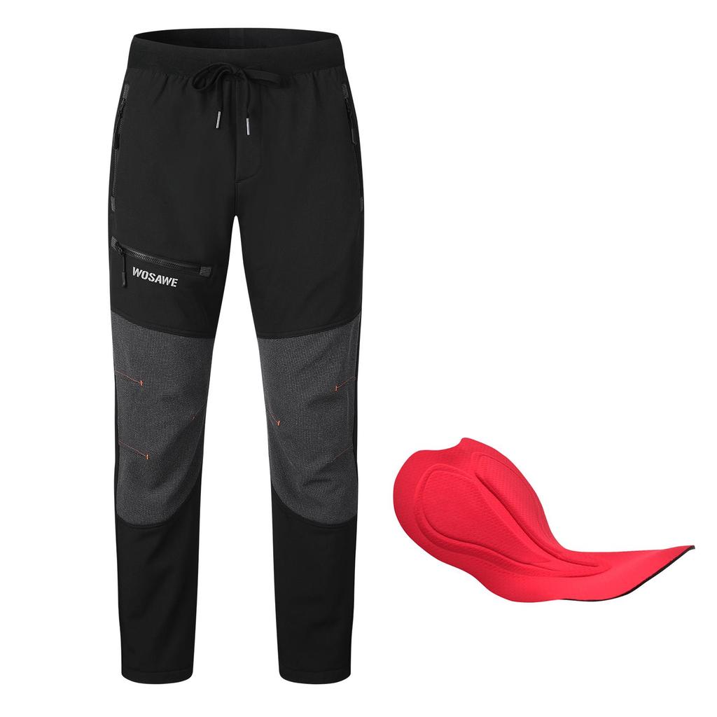 Wosawe Winter Fahrradhosen Herren Thermisch Warm Lang Radhosen Fleece Reflektierend Winddicht MTB Sport Fahrradhosen