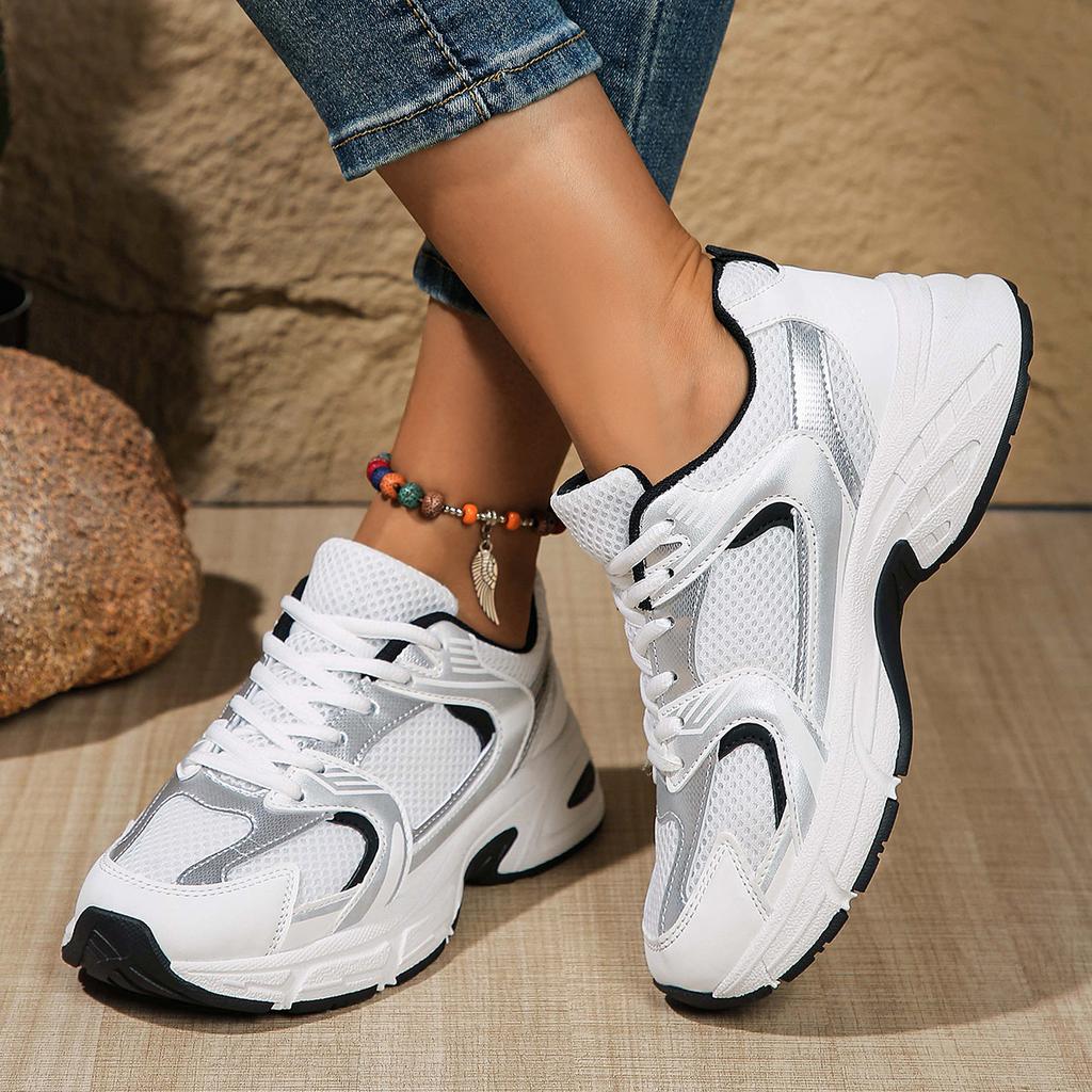 Women's Spring New Fashionable Versatile Comfortable Thick Soled Shoes Lightweight Mesh Breathable Versatile Casual Sports Shoes