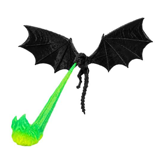 Mysterious Fantasy Collection Items 3D Printed Fire-Breathing Dragon Shelf Decor, Flying Nook Bookshelf Light, Black Design Mythical Creature