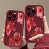 Wine Red Flower Print Soft Phone Case For iPhone 17 16 15 Pro Max 14 15 Plus 13 12 11 16E XR X XS 8 7 Plus Air Shockproof Cover