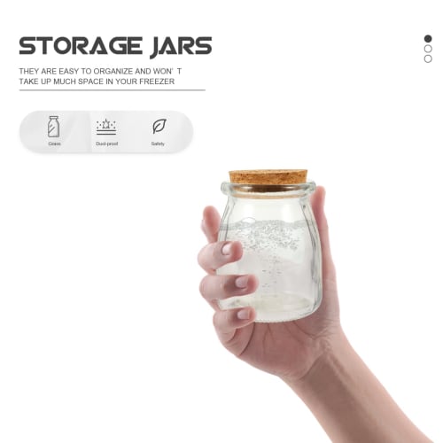 FOMIYES Mini Yogurt Jars, Glass Jars with Cork Lids, 6 Pieces, 200ml Empty Pudding Bottles, Honey Pot, Wedding Mason Jars
