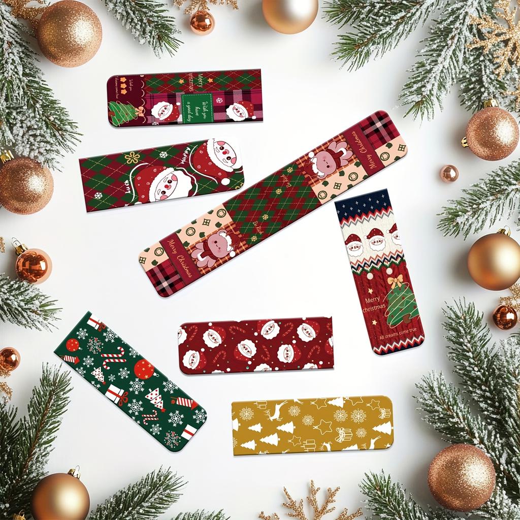 12 Stück Magnetische Lesezeichen mit Weihnachtsmotiven - Festliche Feiertagsthemen, Ideal für Leser, Studenten und Lehrer, 5,99x2,01 cm
