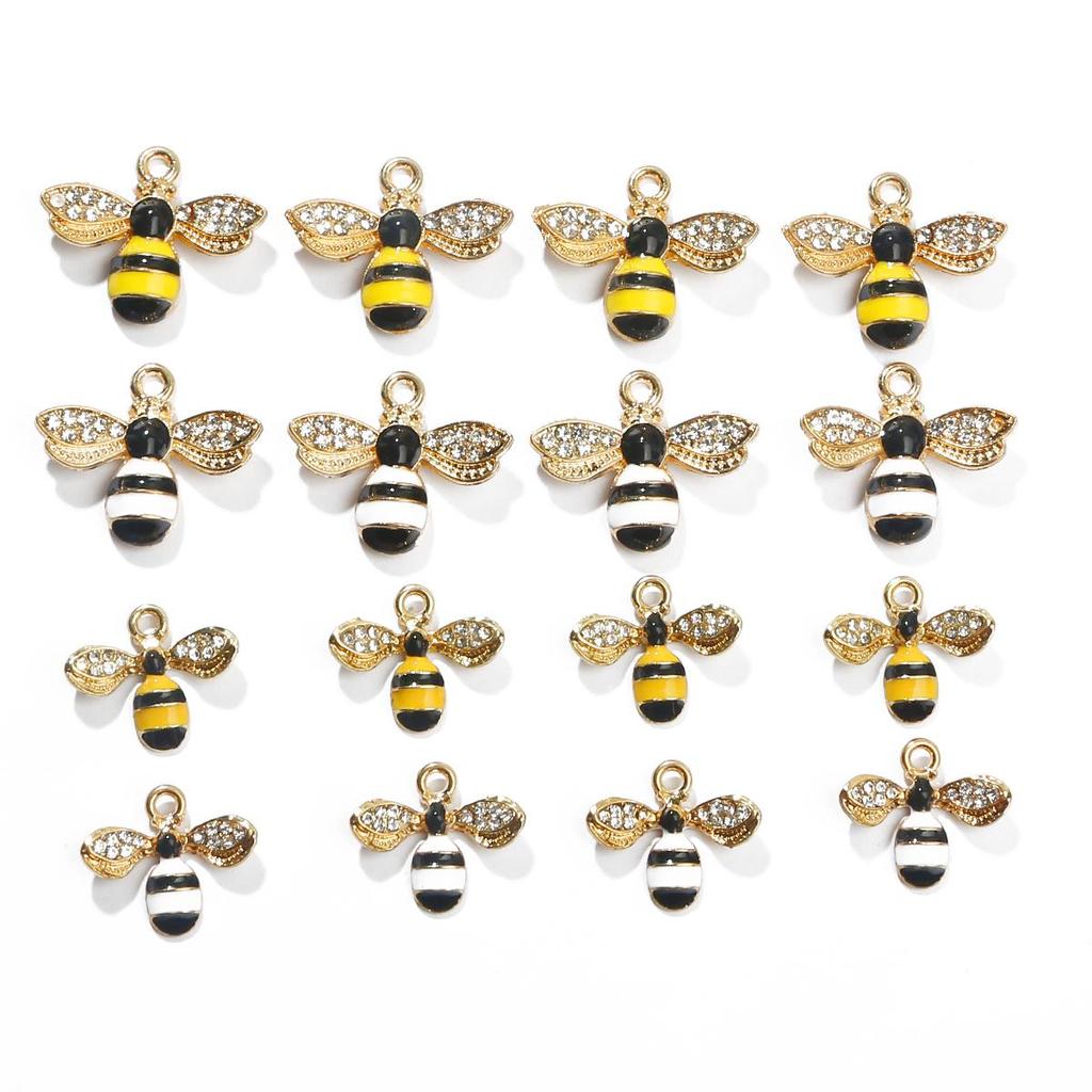 2Pcs Droping Öl Einstellung Diamant Kleine Biene Legierung Metall Zubehör Für Schmuck Komponenten Herstellung DIY Halskette Armband Ohrring