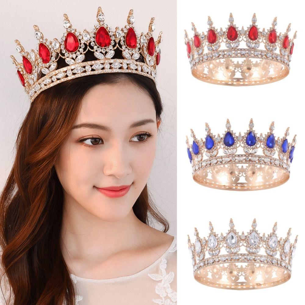 Rhinestone Baroque Pageant Crowns Luxury Crystal Queen Princess Tiara  Hair Dress Accessories