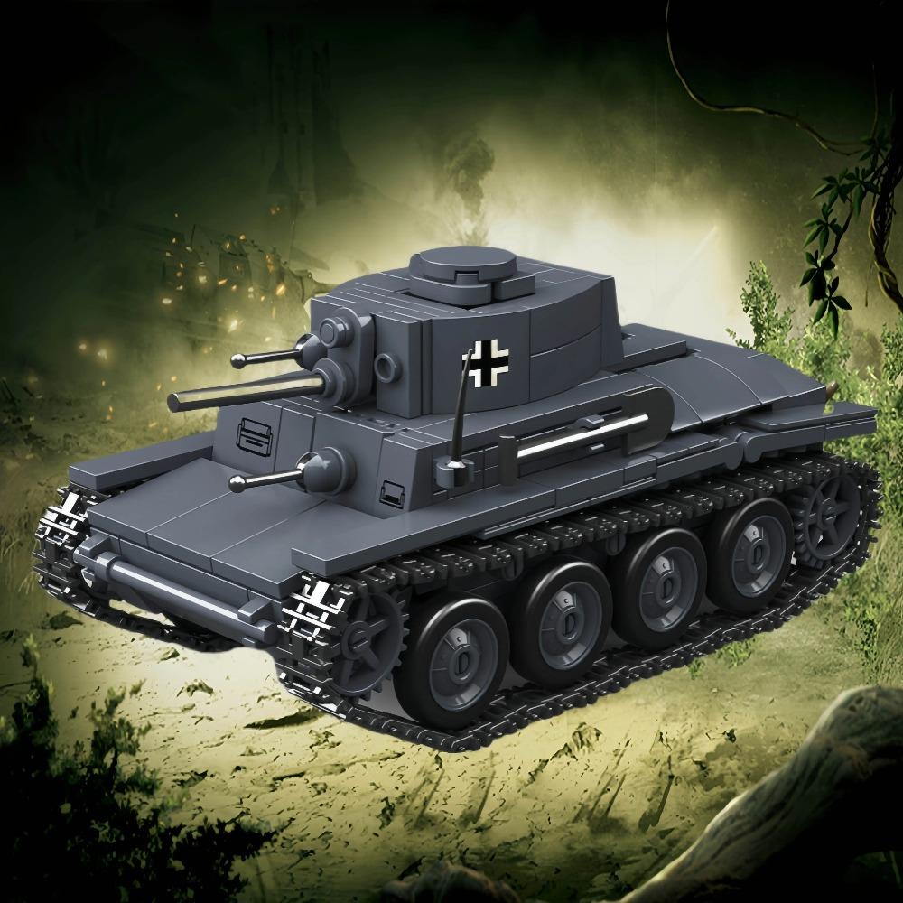 Carro armato leggero tedesco della Seconda Guerra Mondiale PZ.KPFW.38(T)Mattoncini da Costruzione Carro Armato Serie Militare WW2 Set Modello Mattoncini Giocattoli per Bambini Regali