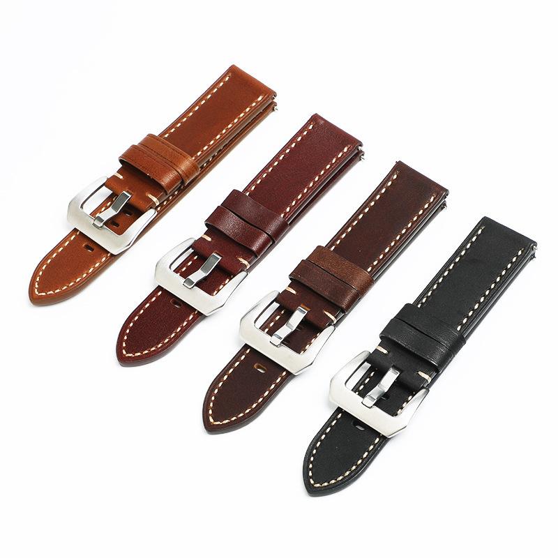 Pena Leather Strap Oil Wax First Layer Cowhide Vintage Crazy Horse Sports Bracelet 22/24 Watch Strap