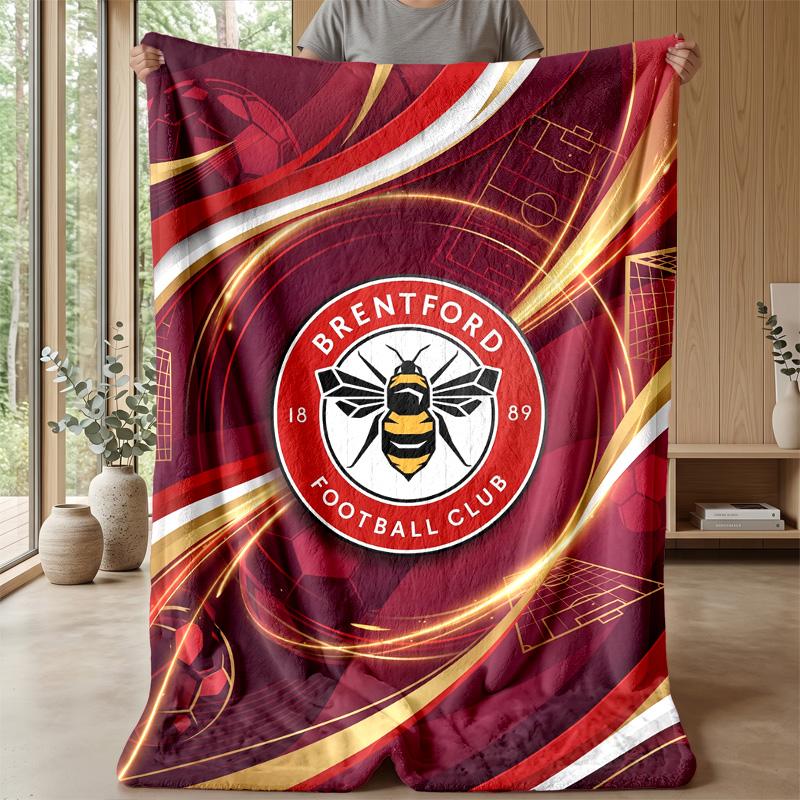 Brentford Football Print Flannel Blanket, Soft Warm Lightweight Throw Blanket for Sofa Bed Camping