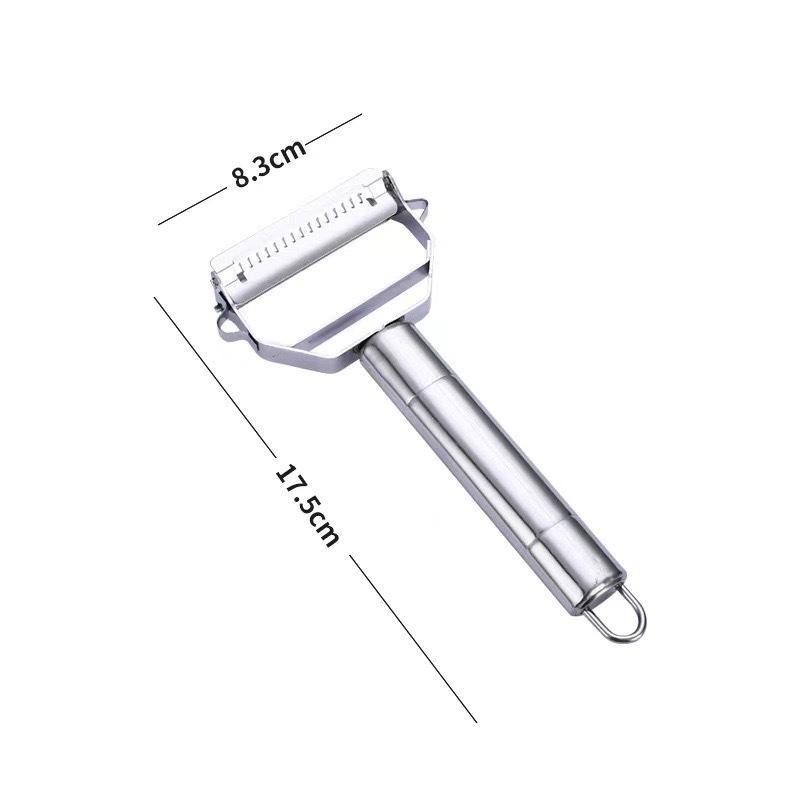 Edelstahl Doppelkopfreibe multifunktionaler Zwei-in-Eins-Schäler Küchenzubehör Melonenhobel Obstkartoffelschäler