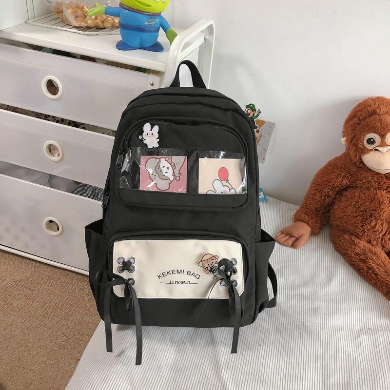 Backpack Female Primary School Students Simple Large Capacity Campus Backpack Nylon Junior High School Bag