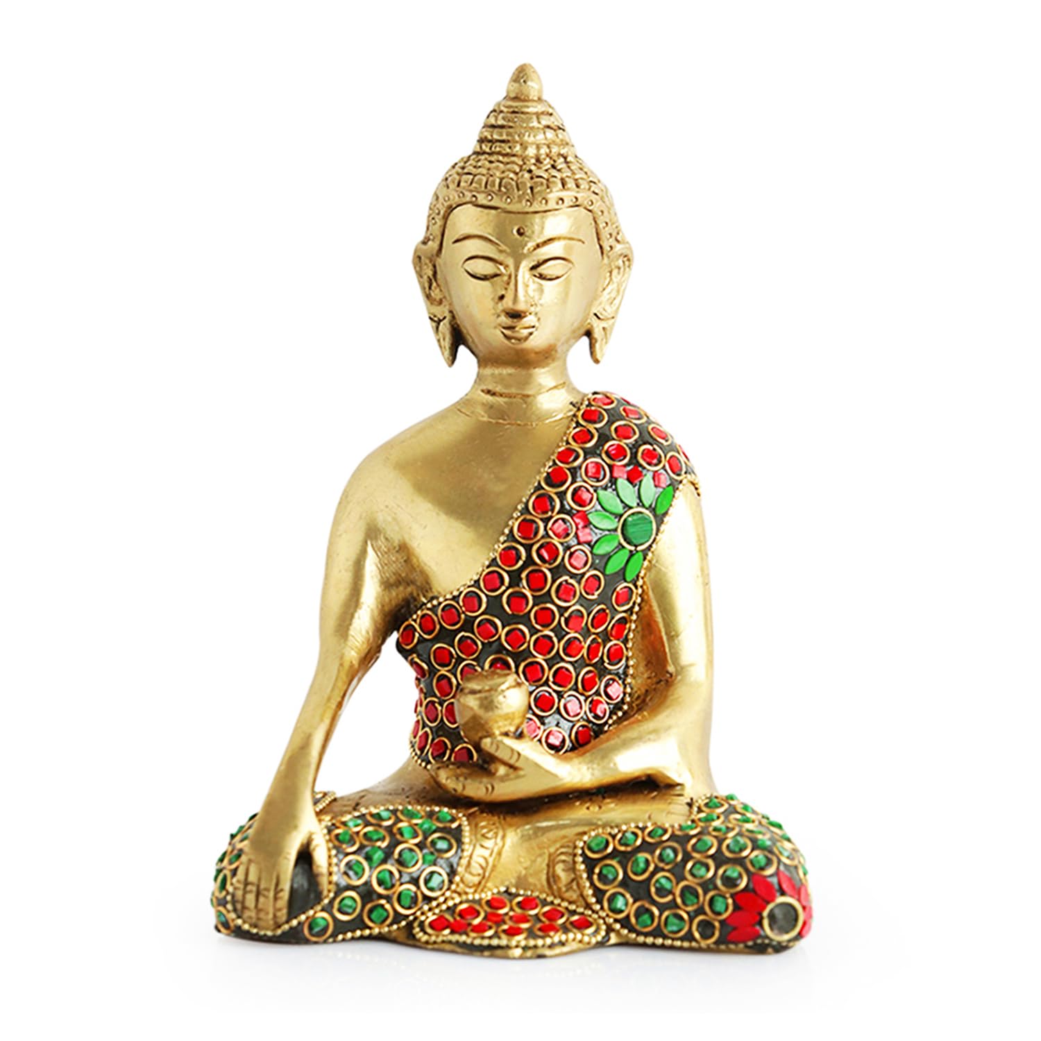 Divine Pure Brass Buddha  Showpiece Idol, Religious, Metallic Golden, Buddha