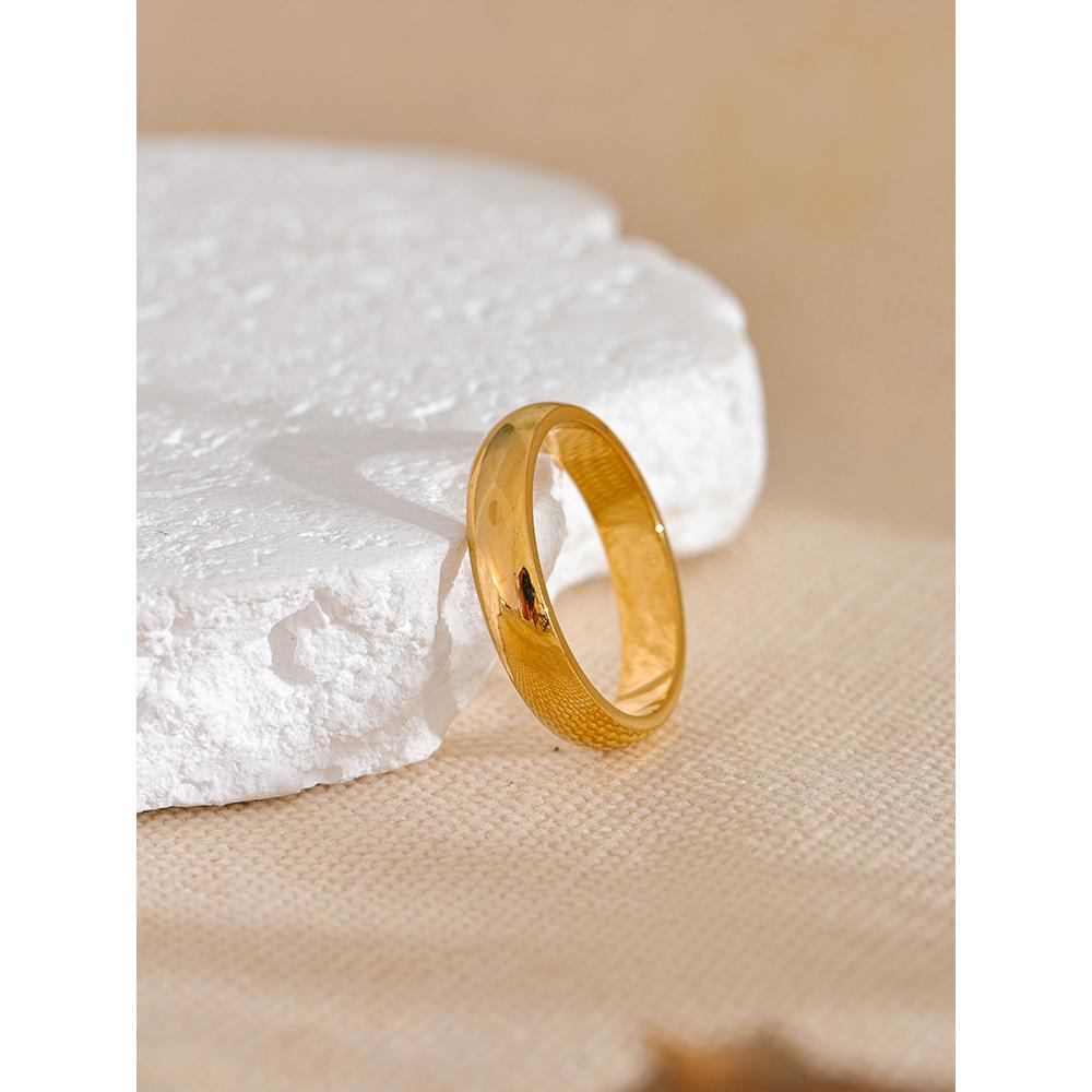 Yhpup 6789# Daily Classic Fashion Stainless Steel Smooth Glossy Ring 18k Gold Plated Hypoallergenic Jewelry High Quality Plated