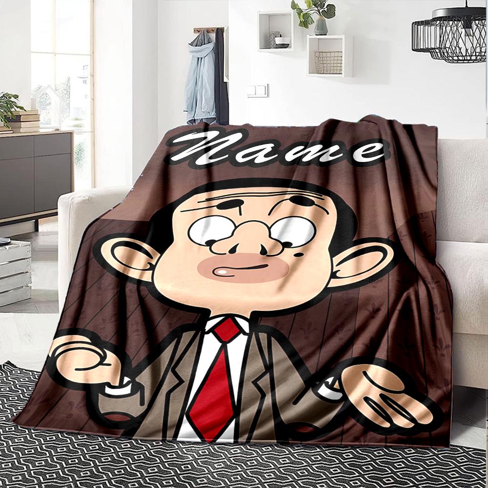 Customiz Name Personality Mr. Bean Blanket Soft &Warm Sofa Office Bed Travel Lunch Break Blanket, Gift Suitable All Seasons