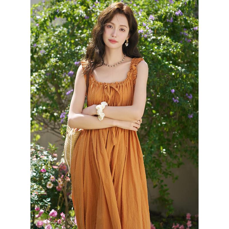 Mocana French Goddess Style Sleeveless Strap Midi Dress