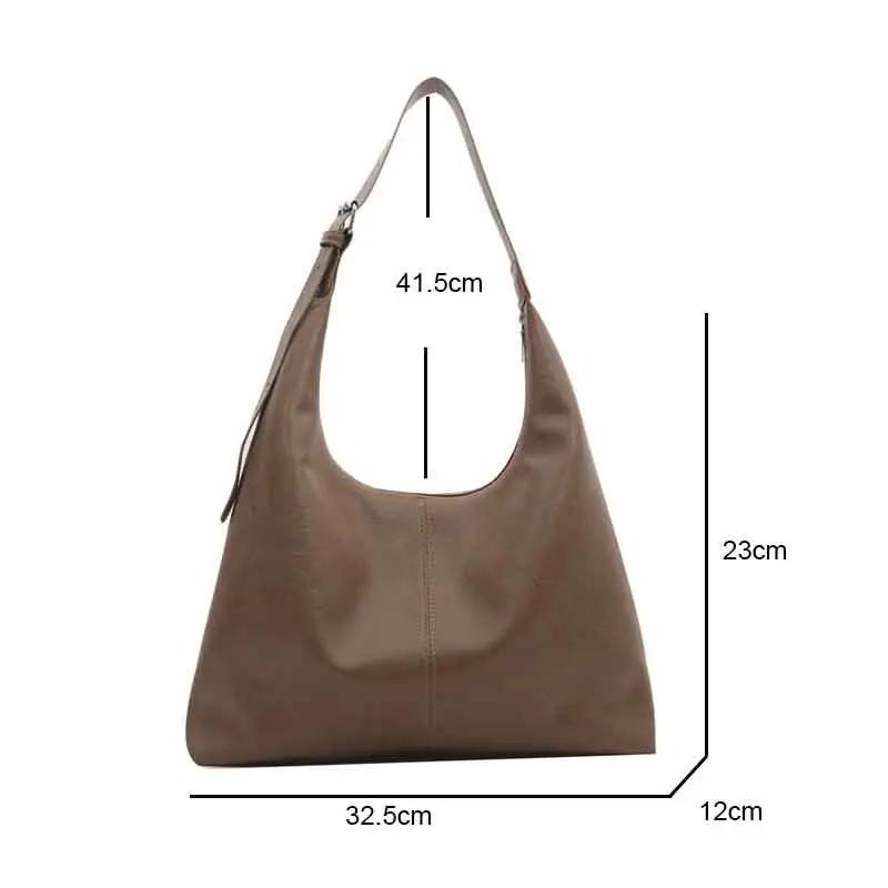Fashion Korean Version Large Capacity Single Cross-body Bag Women's Handbag Simple Casual Commuting PU Leather Shoulder Tote Bag