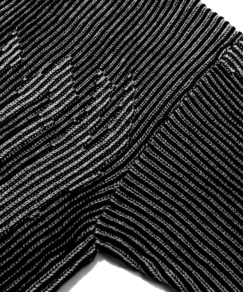 TRILLION Washable Two-Tone Hooded Zip-Up Graphic Knit (Black)