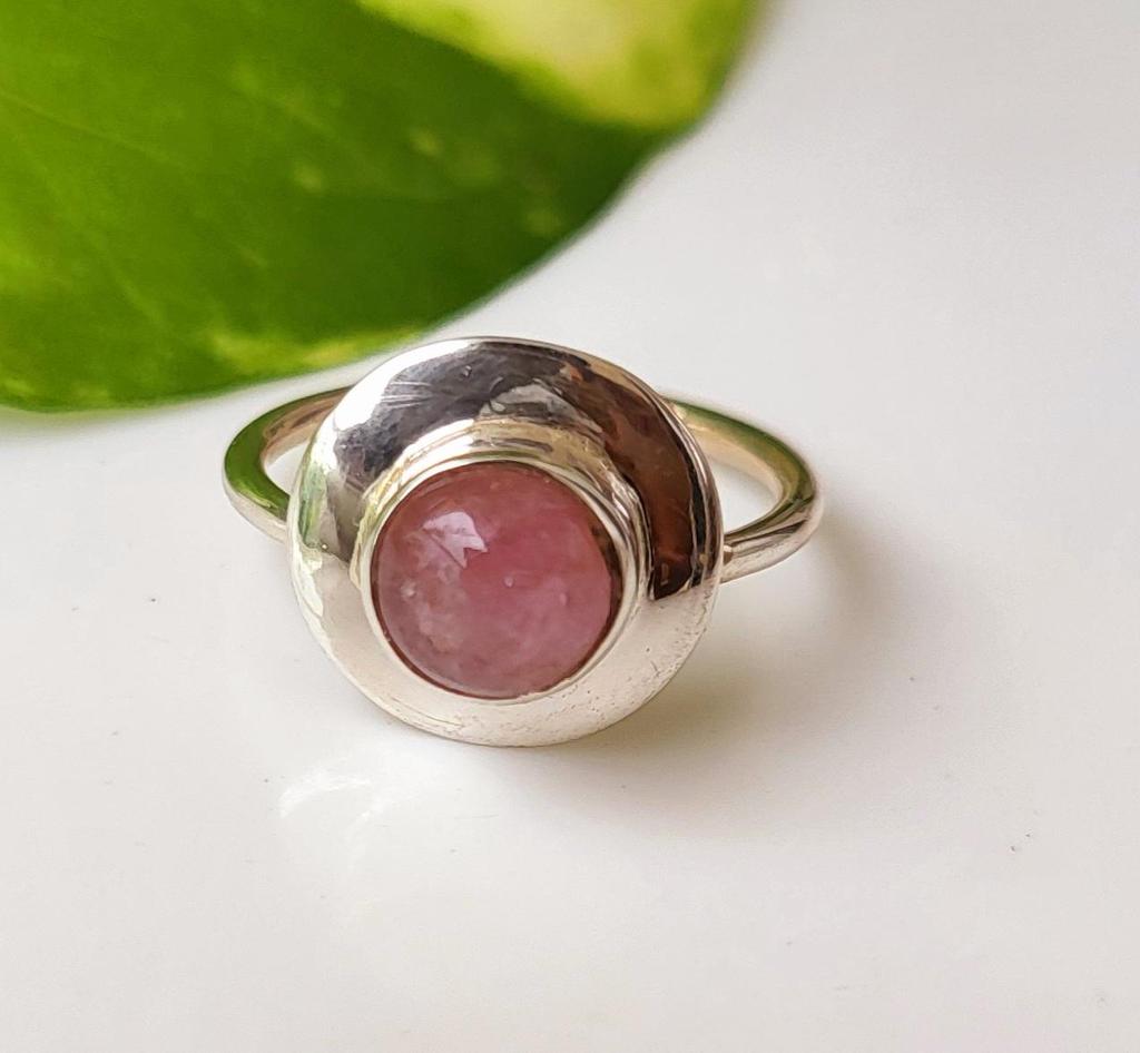 Natural  Pink Tourmaline Gemstone 925 Sterling Silver Designer  Ring Size 5.5 US