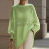 Oversized 2026 Knit Sweater Women Loose Fit Crochet Cutout Top Long Sleeve Round Neck Casual Pullover