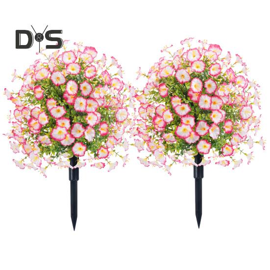 Faux Morning Glory Flowers Artificial Morning Glory Bush with Ground Spike Realistic Fake Greenery Shrubs for Outdoor Indoor Farmhouse Porch Patio