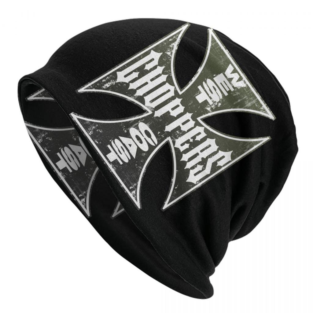 Custom West Coast Iron Cross Choppers Skullies Beanies Caps Winter Knitted Hat Unisex Women Cool Adult Bonnet Hats Outdoor Ski Cap