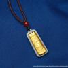 Gold-Inlaid Jade Dragon & Phoenix Pillar Pendant - 3D Solid Gold Dragon & Phoenix with Square Jade Plate