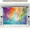 2D Colorful Ombre Foliage on Turquoise Background Backdrop Photo Booth Cloth