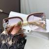 Korean Rhinestone Slimming Sunglasses - UV Protection Crystal Inlaid for Women.
