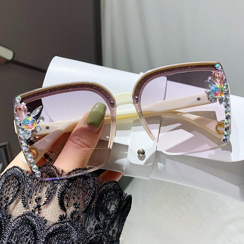 Korean Rhinestone Slimming Sunglasses - UV Protection Crystal Inlaid for Women.