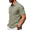 Men Loose Casual Short Sleeve Linen Blend Polo Shirt For Daily Beach Wear