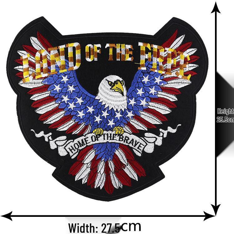 

Популярная уличная кожаная куртка с вышивкой орла и декоративными нашивками