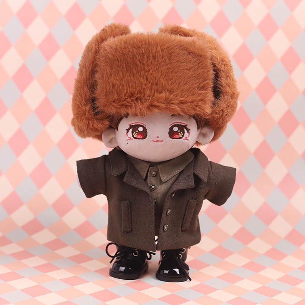 Niannyyhouse 20cm Stuffed Animal Clothes Army Green Coat Shirt Pants Hat Scarf Cotton Doll Clothes Dress Up Accessories