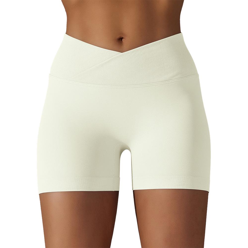 High Elastic Seamless Yoga Shorts: Waist-Slimming, Hip-Lifting, Moisture-Wicking with Crossover Waistband