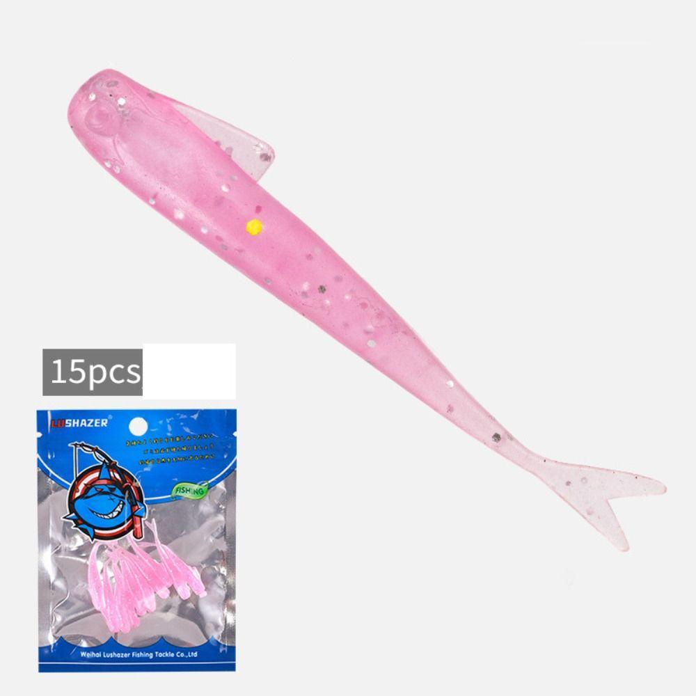 

15 шт. TPE Рыболовные Мягкие Приманки 6 Цветов Плавающие Приманки Минноу Рыболовные Снасти Искусственные Приманки Рыбалка розовый