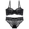 French Lace Embroidered Bra Set with Cross Straps - Ultra-Thin Design for All Sizes