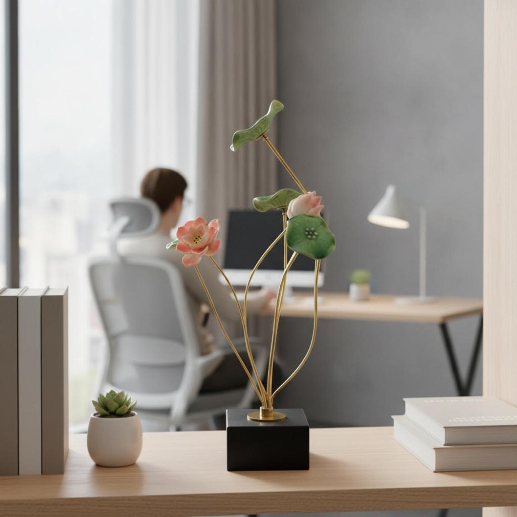 Metal Floral Sculpture Elegant Botanical Ornament for Living Room