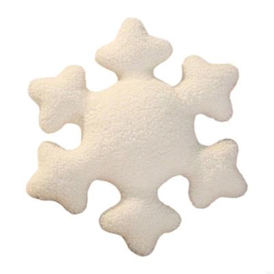 Y5JC Soft Furry Snowflake Throw Pillow White Stuffed Cushion Living Room Bedroom Accent Sofa Couch Decors Holiday Gift