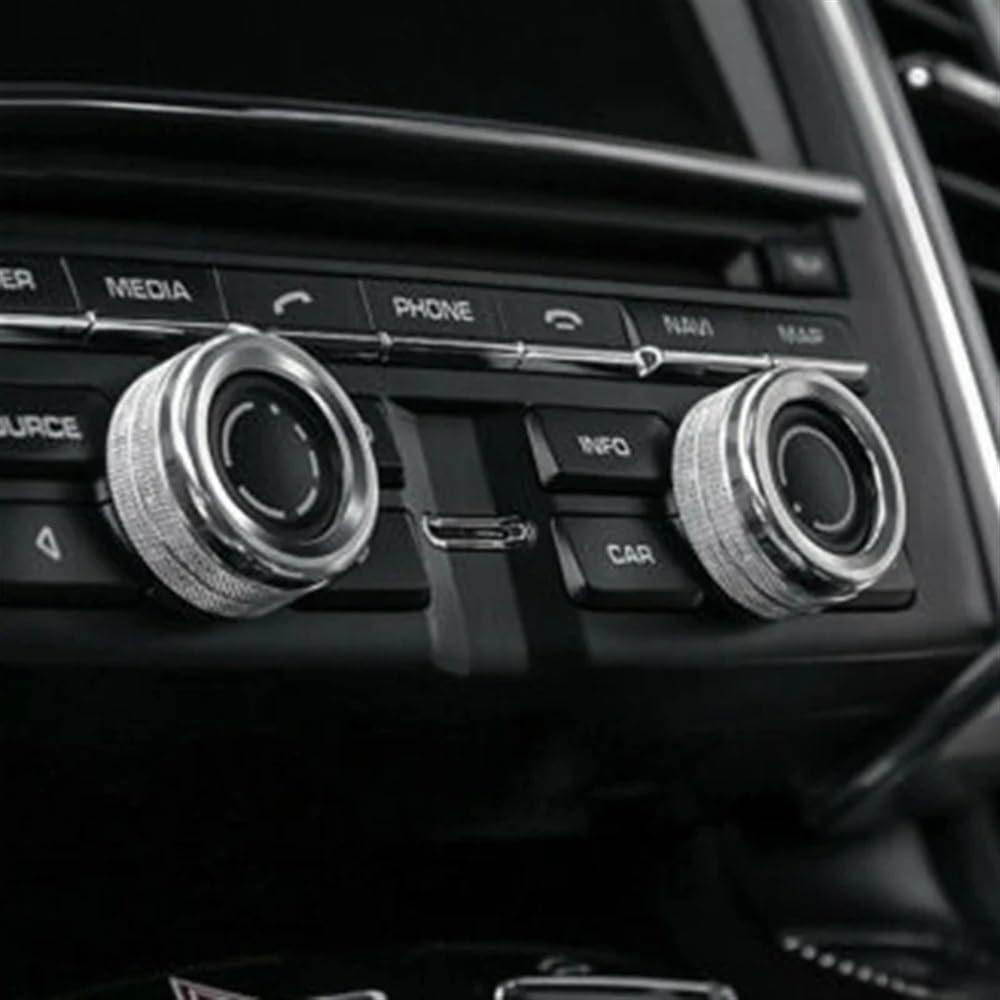 Car Interior Panel Compatible with Porsche 911, Cayenne, Macan, 718, Aluminum Car Volume Radio Knob Trim Cover, Car Button Switch Accessories