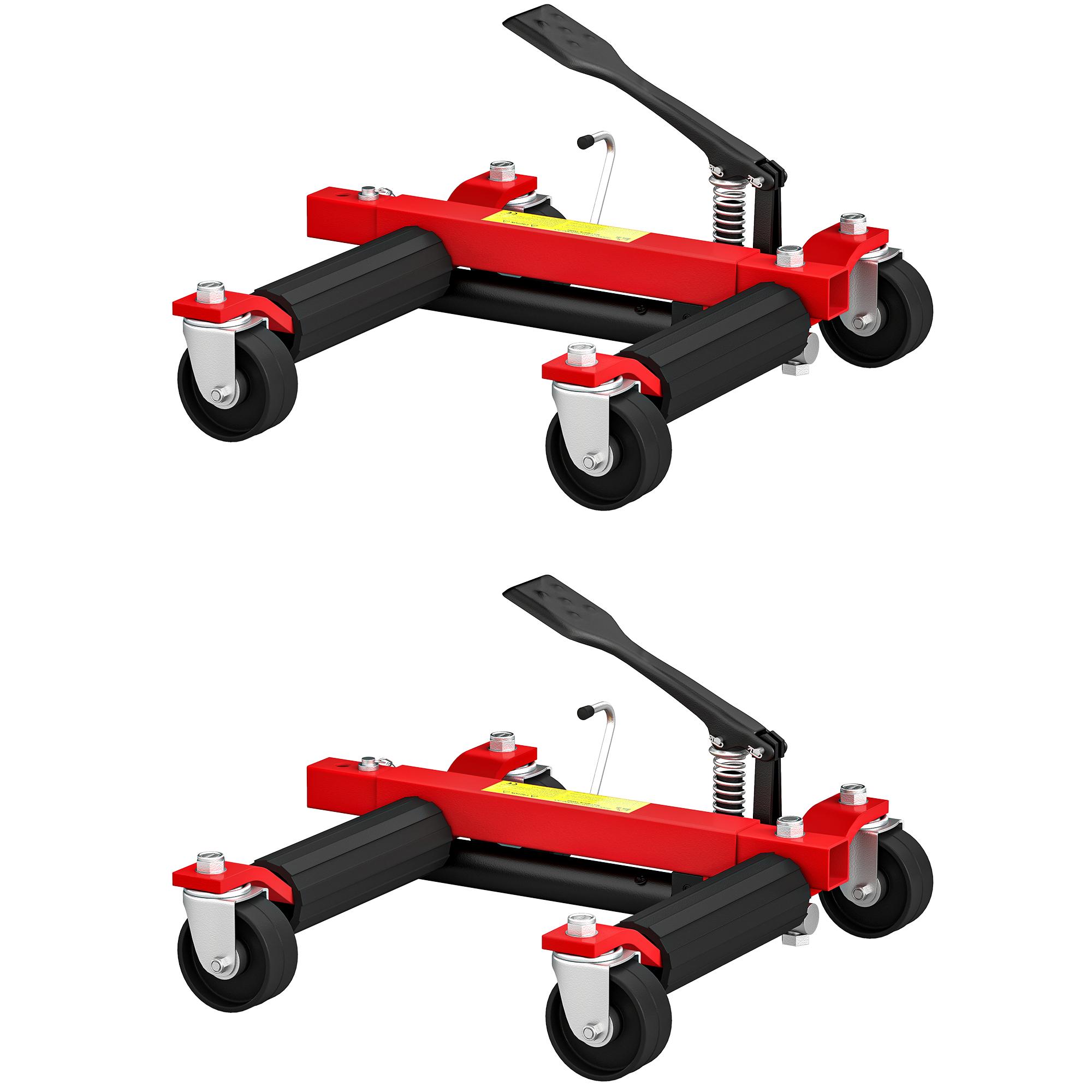 Ensemble de 2 chariots de déplacement de voiture Capacité 680 kg Chariot de transport de véhicule Largeur de roue 22,8 cm 56x54x19,5 cm Noir
