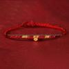 Year of the Horse Gold Wealth Bracelet with Pixiu, Clover Charm, and Red Rope
