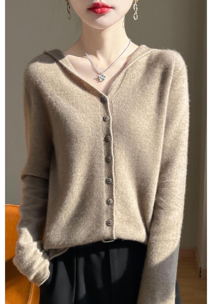 Women's Hooded Cardigan: Autumn/Winter, Knitted, Loose Fit, Versatile, Lazy Style