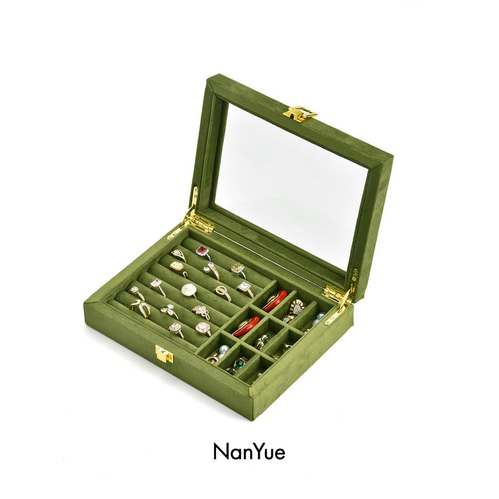 Jewelry Organizer Box With Velvet Material For Ring And Earring Storage