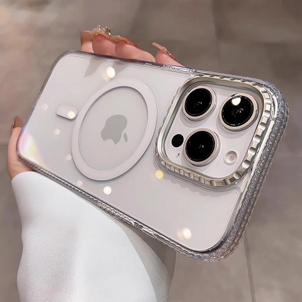 

HD Clear for Magsafe Wireless Charge Case For iPhone 16 15 16Pro 15Pro Pro Max Metal Gear Magnetic Hard Plastic Cover iPhone 16 Pro