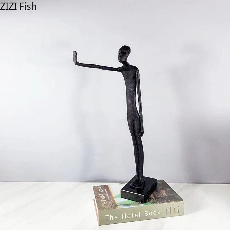 Abstract Standing Character Statue Handicrafts Desk Decoration Creative Ornaments Figures Metal Sculpture Room Aesthetic Decor