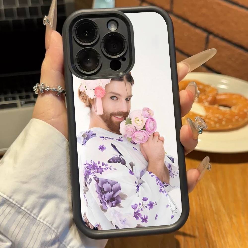 

Cartoon Spoof Bearded Man Loli Outfit Phone Case For iPhone 17 16 15 14 13 12 11 Pro Plus Max Soft TPU Ladder Soft Cover iPhone 17pro max