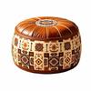 Round Shape Storage Ottoman PU Leather Round Pouf Cover New Floor Seat Cushion  Home Use