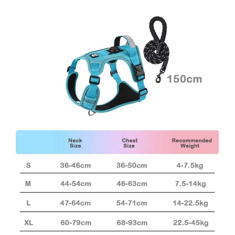 No-Pull Dog Harness for Large Dogs with GPS Tracker Slot Heavy Duty Reflective Adjustable Pet Vest Harness for Outdoor Walking