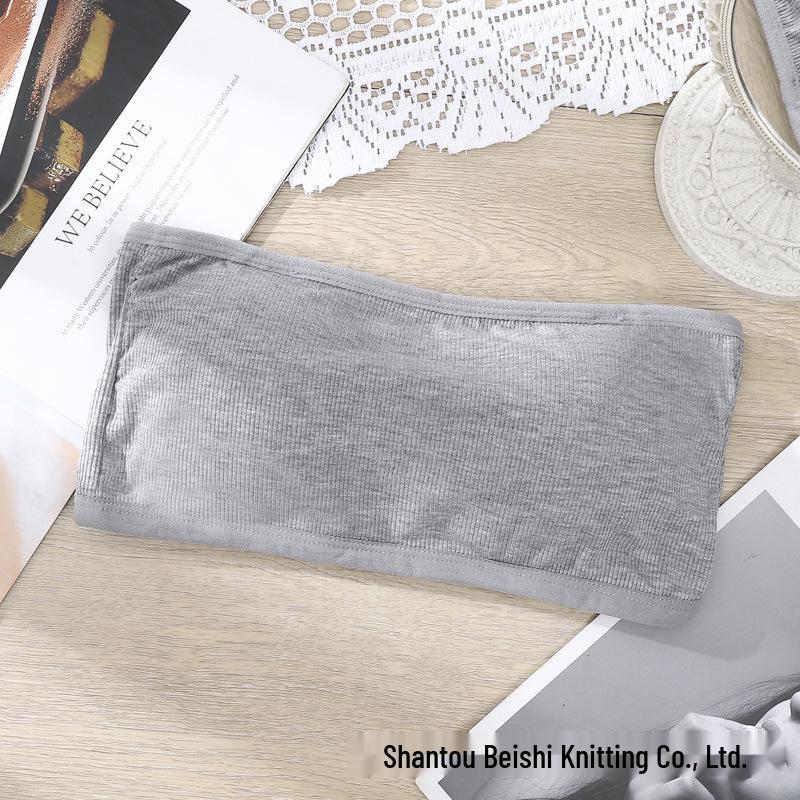 

Лето 2024 Бандо без бретелек Однотонный бюстгальтер против просвечивания с фиксированной чашкой One Size серый